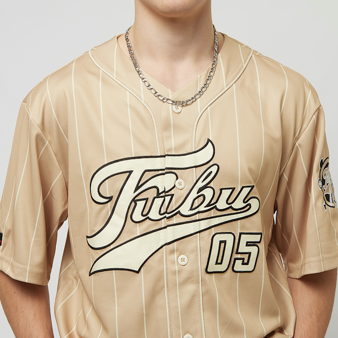 FUBU Varsity Multicolor Pinstripe Baseballjersey beż 18552 4