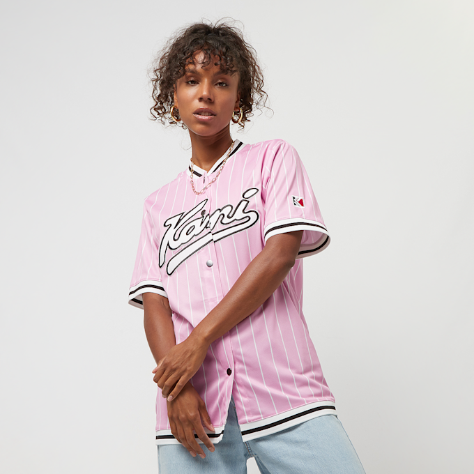 Karl Kani Varsity Pinstripe Baseball Shirt rosa  18938 1