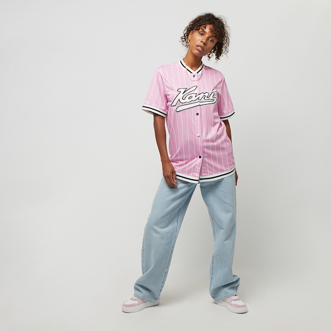 Karl Kani Varsity Pinstripe Baseball Shirt różowy 18938 5