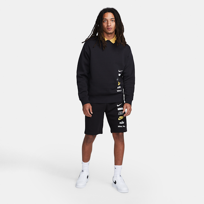 Nike Club Fleece+ Brushed-Back Crew zwart 21128 5