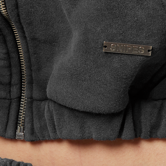 SNIPES Large Old English Logo Washed Oversized Cropped Zip Hoodie zwart 21773 3