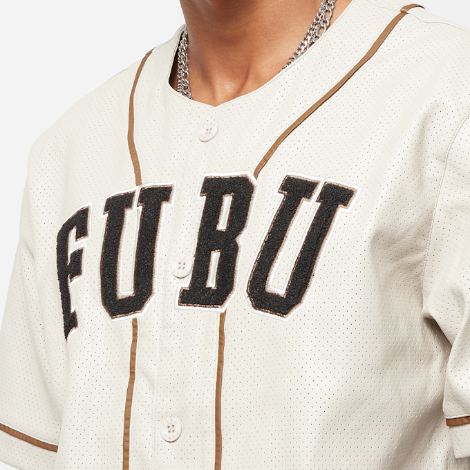 FUBU College Leather Baseball Jersey bege 22747 3