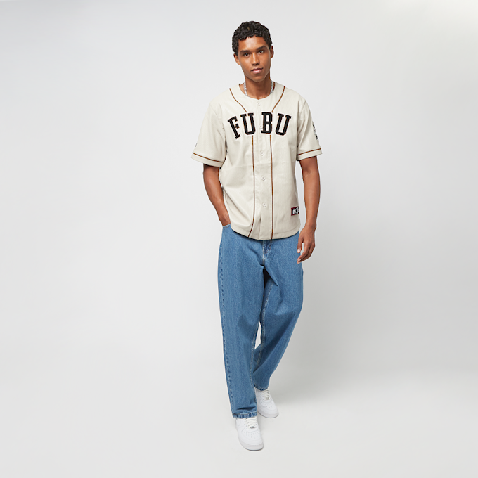 FUBU College Leather Baseball Jersey beige 22747 7