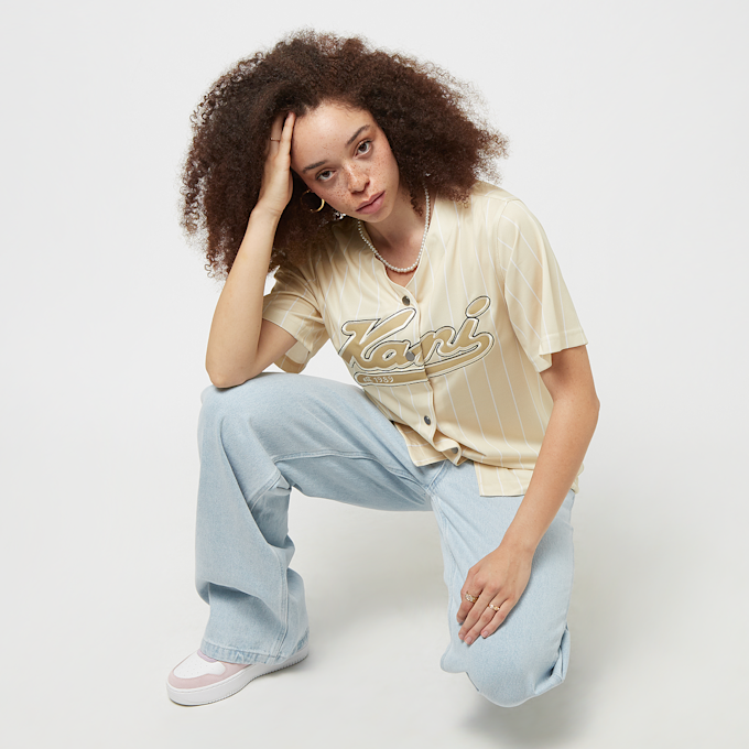 Karl Kani Varsity Pinstripe Baseball Shirt beige 19865 4
