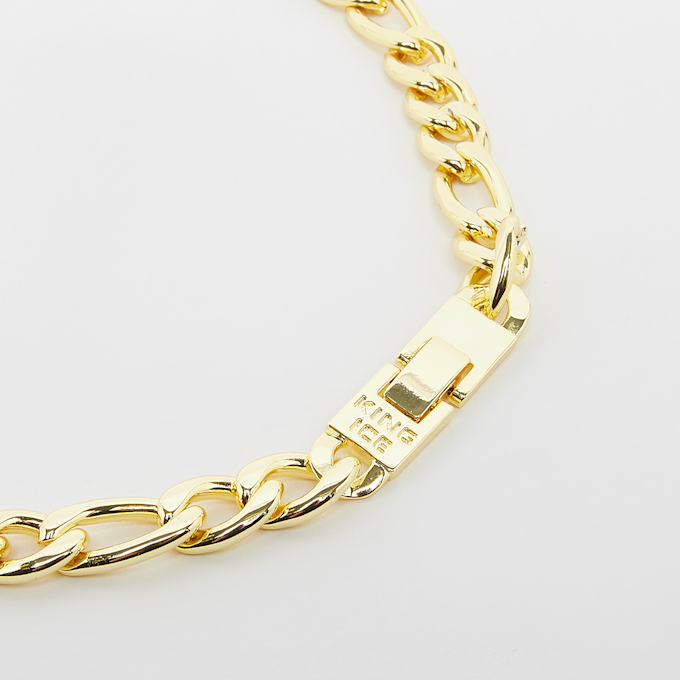 King Ice Italian Figaro Chain 10mm Gold Plated 14K srebrny 19897 2