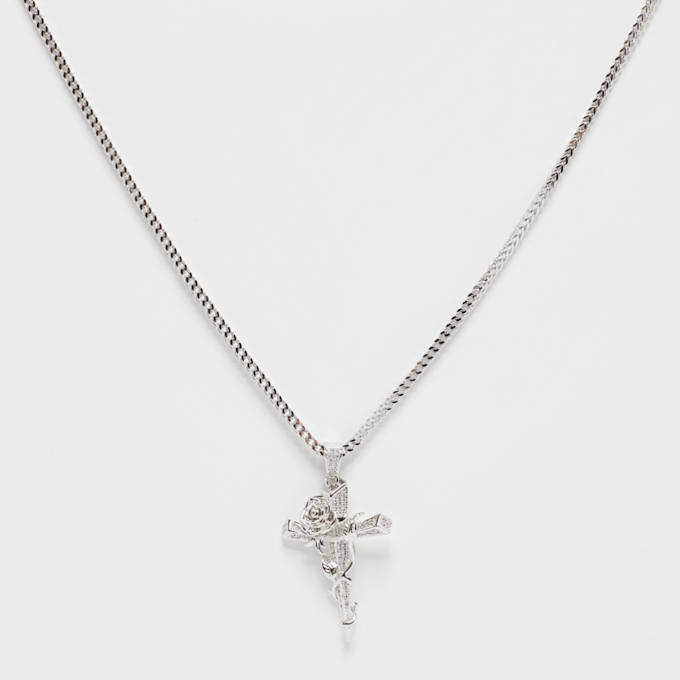 King Ice Rose Thorned Cross Necklace 1.9'' goud 19902 1