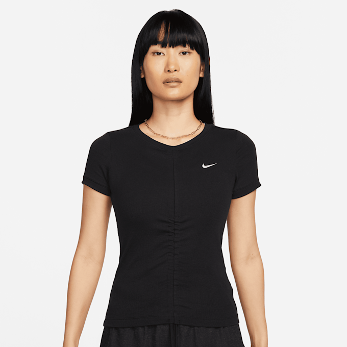 Nike Sportswear Essential Rib Shortsleeve Midrunner Crop Top zwart 27225 1