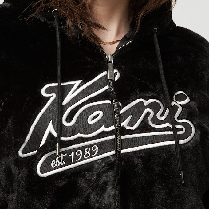 Karl Kani Varsity Vegan Fur Full Zip Jacket crna 28049 3