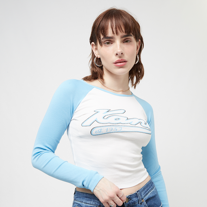 Karl Kani Varsity Crop Block Rib Longsleeve blauw 23022 1