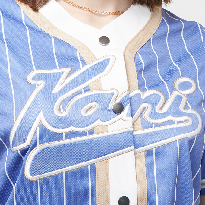 Karl Kani Varsity Pinstripe Baseball Shirt bleu 23033 3