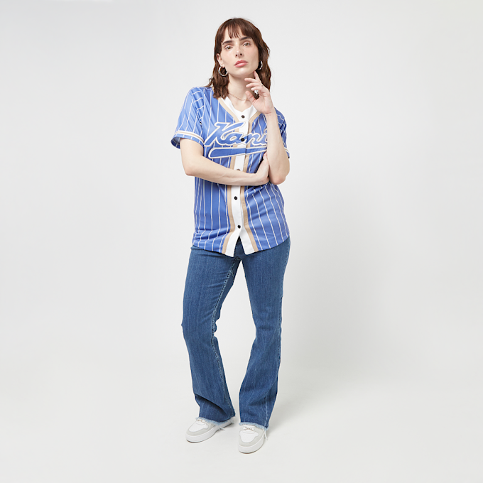 Karl Kani Varsity Pinstripe Baseball Shirt blauw 23033 4