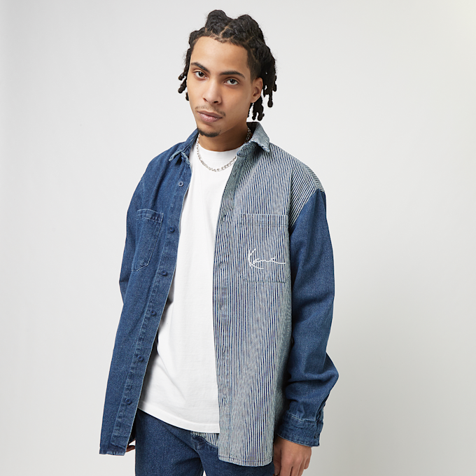 Karl Kani Chest Signature Stripe Block Denim Shirt blauw 23077 1