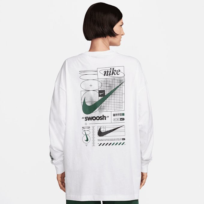 Nike Sportswear Long Sleeve Boyfriend Tee Print Swoosh bež 23915 2