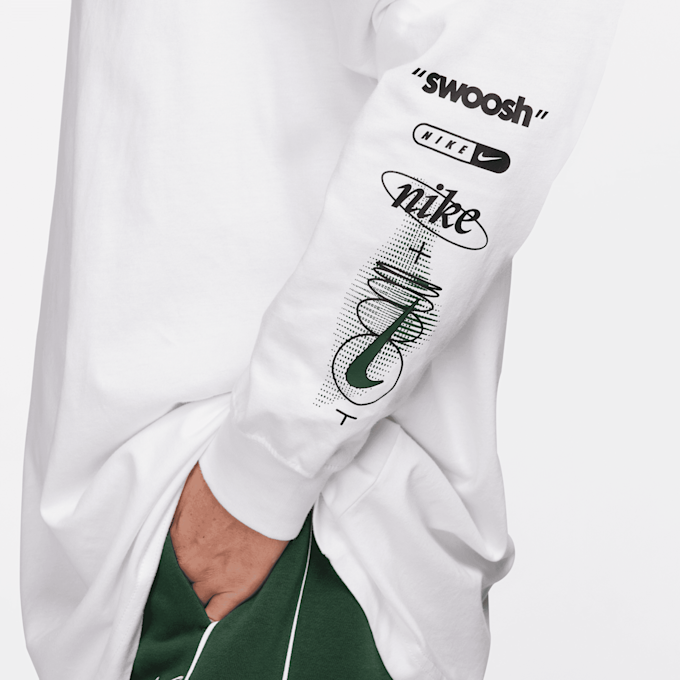 Nike   Sportswear Long Sleeve Boyfriend Tee Print Swoosh bege 23915 5