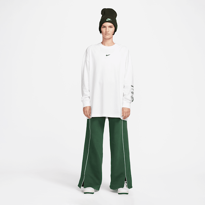 Nike Sportswear Long Sleeve Boyfriend Tee Print Swoosh beż 23915 7