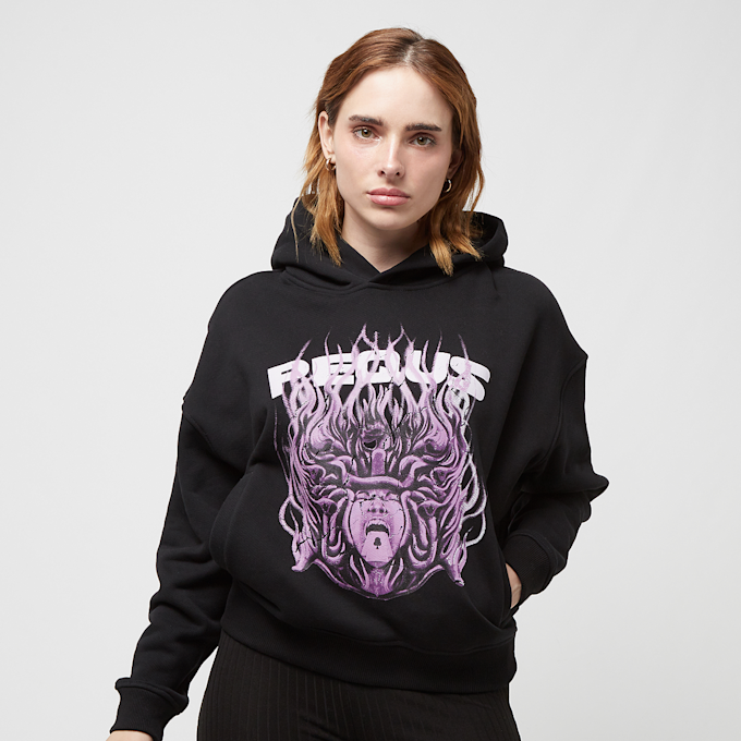 PEQUS Cropped Medusa Graphic Hoodie crna 24476 1
