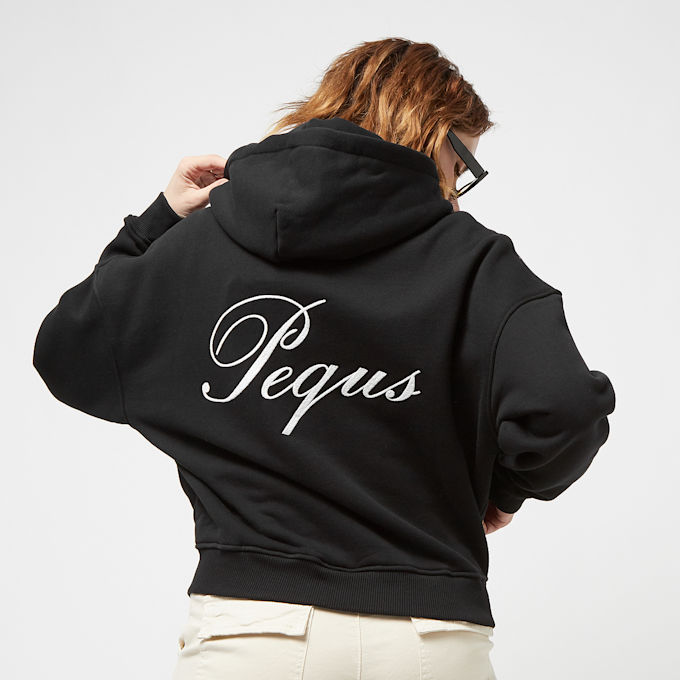 PEQUS Cropped Handwritten Logo Zip Hoodie noir 24478 1