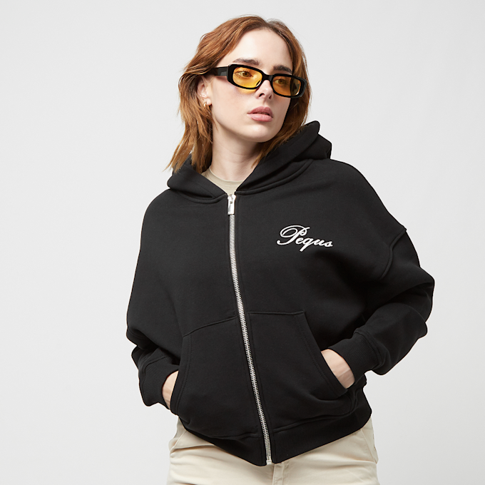 PEQUS Cropped Handwritten Logo Zip Hoodie zwart 24478 2