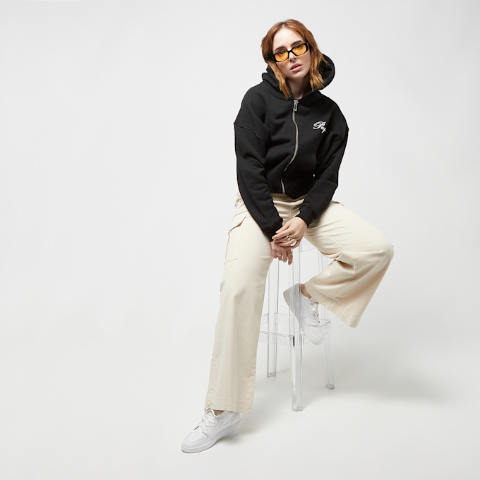 PEQUS Cropped Handwritten Logo Zip Hoodie preto 24478 5