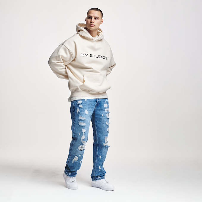 2Y STUDIOS Firio Destroyed Straight Jeans bleu 24760 4