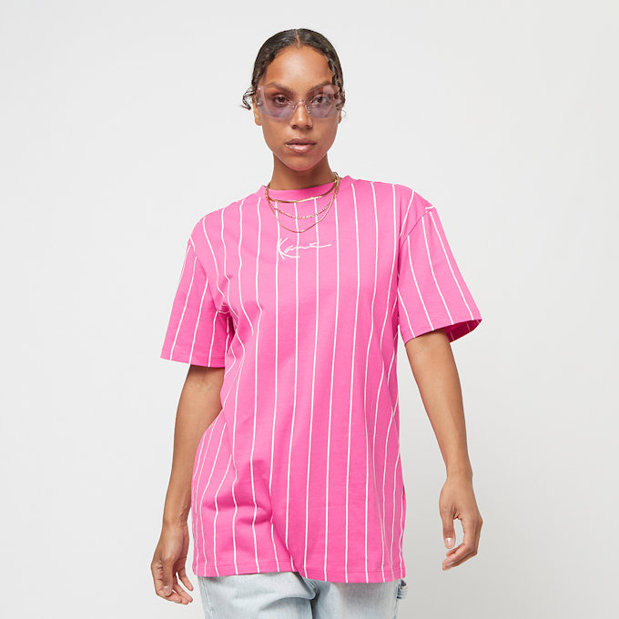 Karl Kani Small Signature Essential Pinstripe Oversized Tee rosa 25037 1