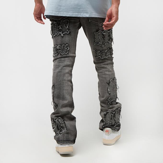 Smoke Rise Letter Applique Jeans nero 25363 2