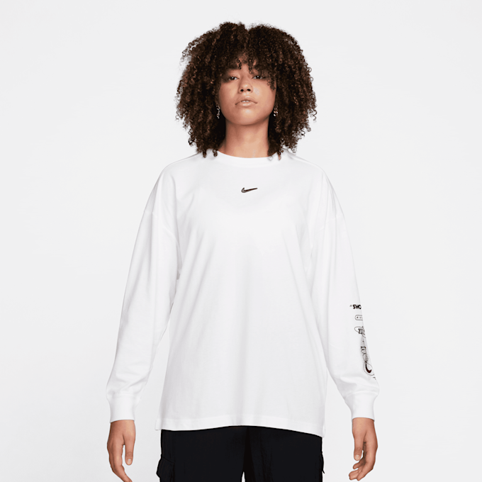 Nike Sportswear Longsleeve Tee Boyfriend Print Swoosh blanc 28248 1