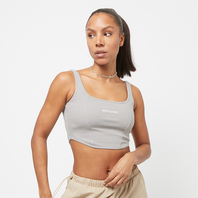 Sixth June Square Neck Crop Tank Top siva 28904 1