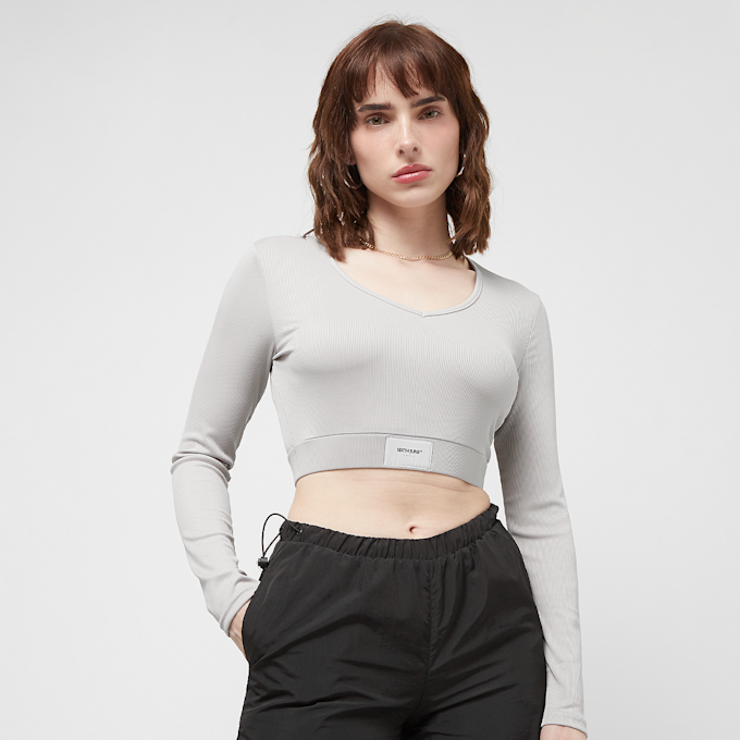 Sixth June Longsleeve V-Neck Crop Top grijs 28906 1