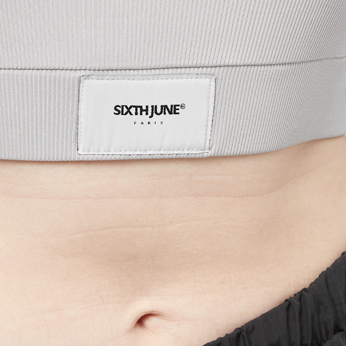Sixth June Longsleeve V-Neck Crop Top grijs 28906 3
