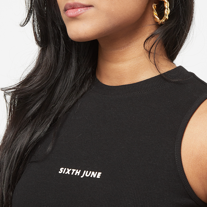 Sixth June Ribbed Tank Top SJ Logo negro 28917 3