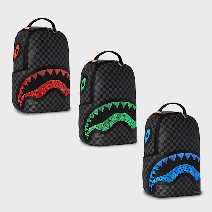 SPRAYGROUND Checkered Fiber Optic Shark Backpack brun 29229 8