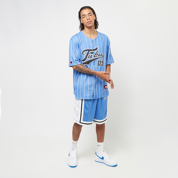 FUBU Varsity Mesh Pinstripe Baseball Jersey blau 30138 6