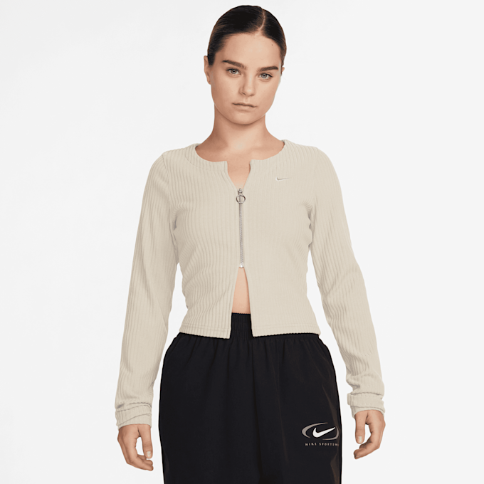 Nike Sportswear Chill Knit Rib Full-Zip Cardigan bege 30911 1