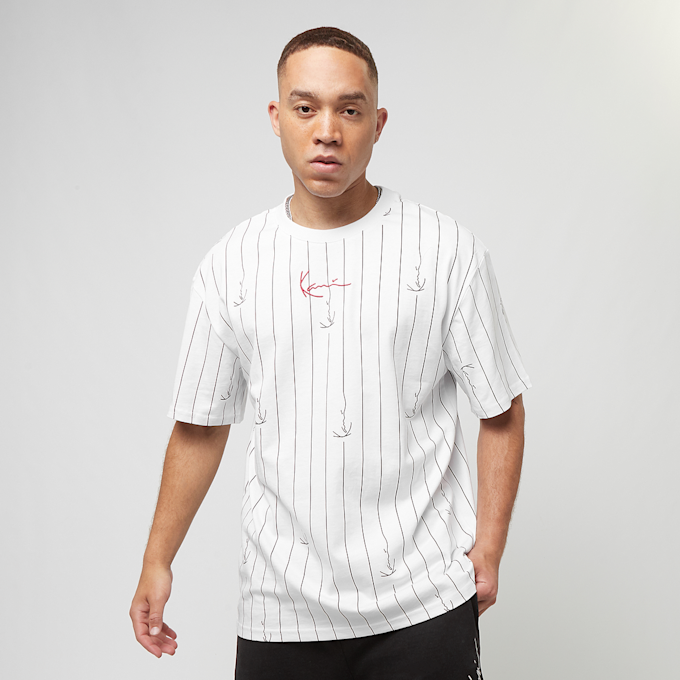 Karl Kani Small Signature Logo Pinstripe Tee blanc 31595 1