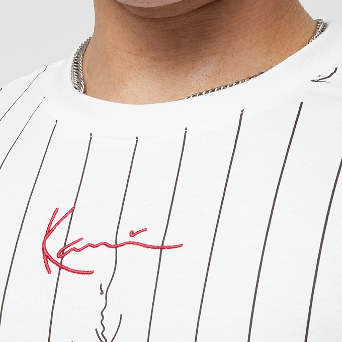 Karl Kani Small Signature Logo Pinstripe Tee blanco 31595 3