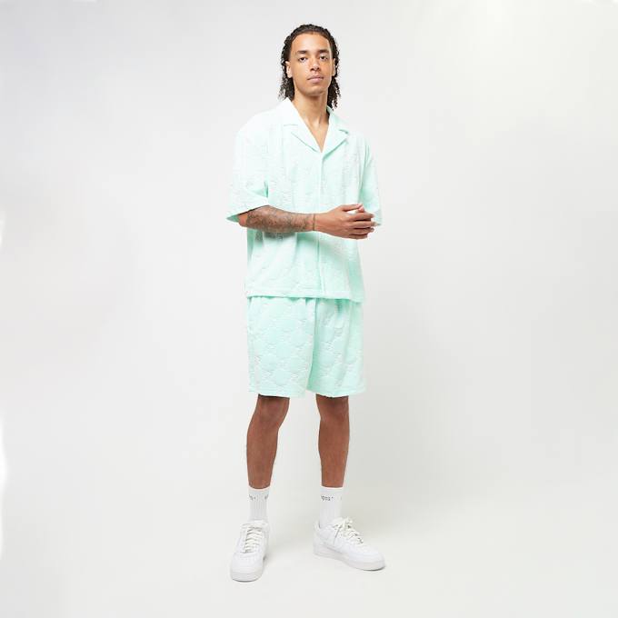 PEQUS Chest Logo Monogram Frottee Shirt türkis 31721 5