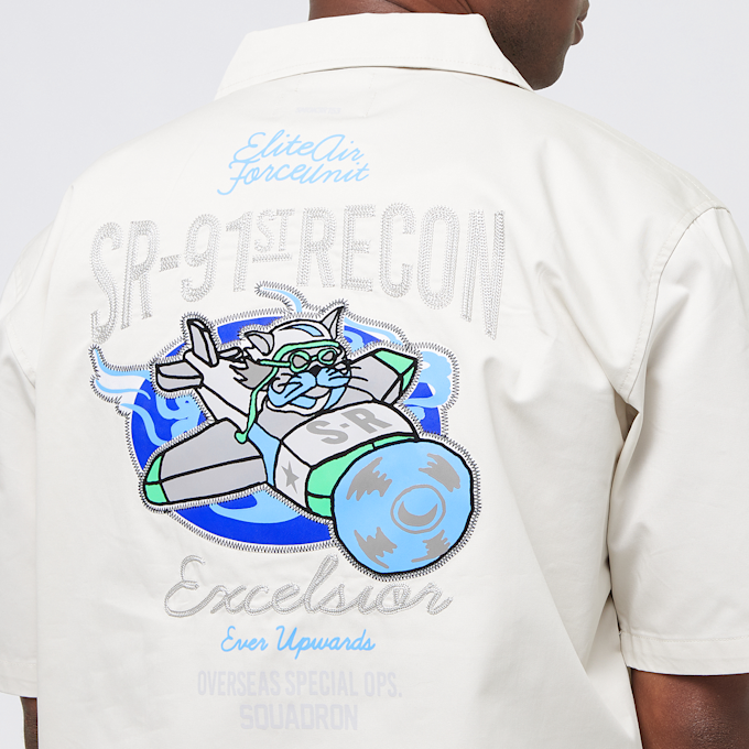 Smoke Rise Fashion Military Twill Shirt blanc 32116 7