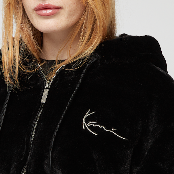 Karl Kani Metal Signature Vegan Fur Zip Hoodie Jacket light grey czarny 41347 3