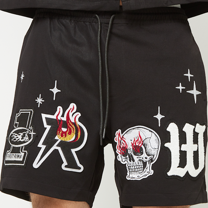 First Row 1ST ROW RACING WOVEN SHORTS W/RHINESTONE black czarny 29702 3