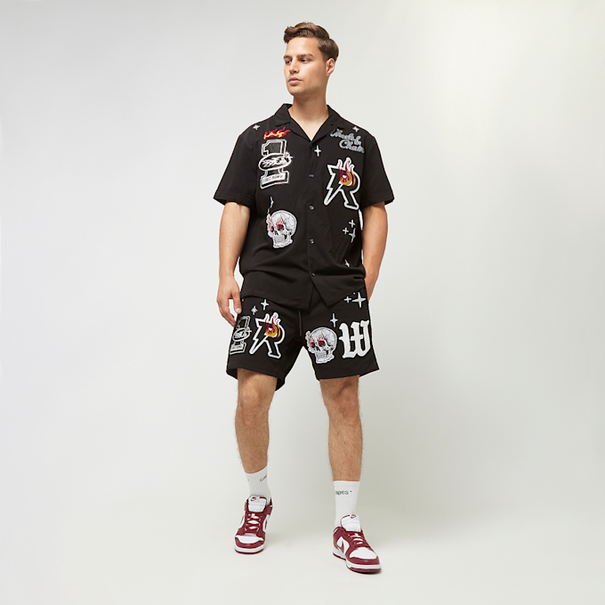 First Row 1ST ROW RACING WOVEN SHORTS W/RHINESTONE black czarny 29702 5