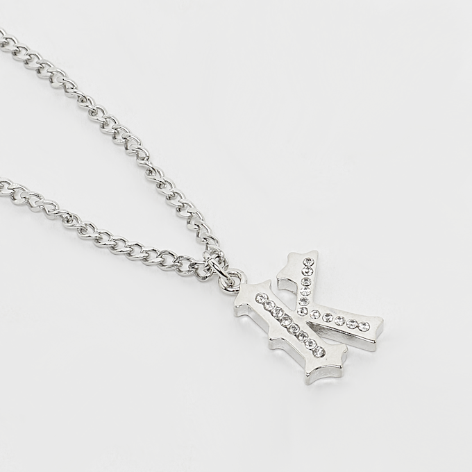 Karl Kani Rhinestone Pendant Cuban Link Chain zilver 40748 2