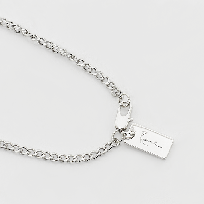 Karl Kani Rhinestone Pendant Cuban Link Chain zilver 40748 3