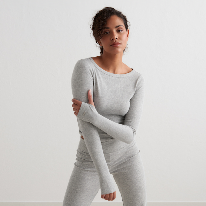 aim'n Ease Ribbed Long Sleeve Top grijs 33142 1