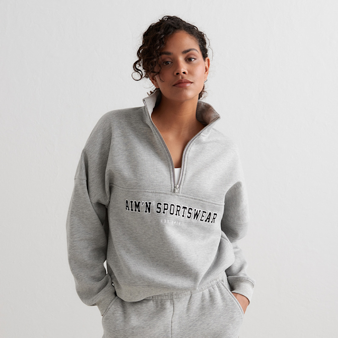 aim'n Varsity Sweat Half Zip szary 33143 1