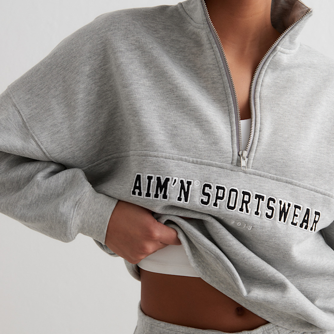 aim'n Varsity Sweat Half Zip gris 33143 3