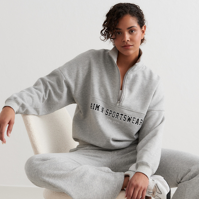 aim'n Varsity Sweat Half Zip szary 33143 4