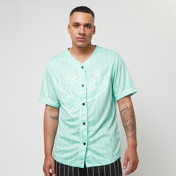 Karl Kani Star Logo Pinstripe Baseball Shirt niebieski 33217 1