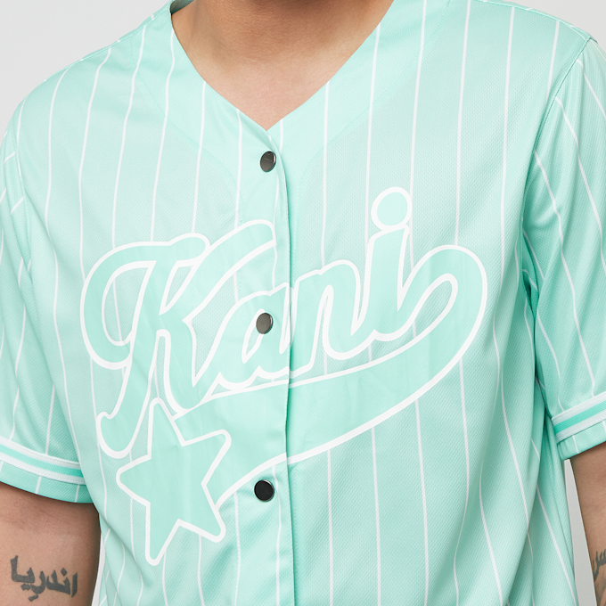 Karl Kani Star Logo Pinstripe Baseball Shirt niebieski 33217 3