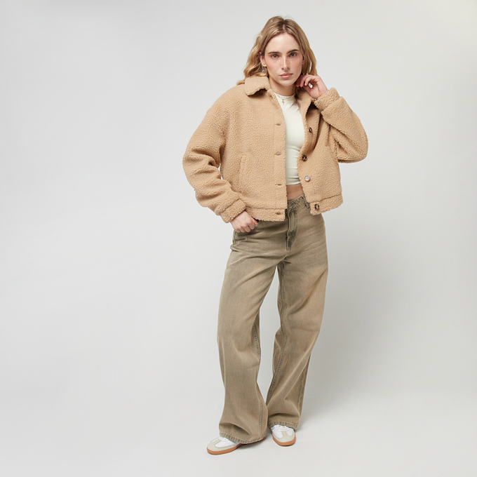 Urban Classics Ladies Short Sherpa Button Jacket beige 33404 4
